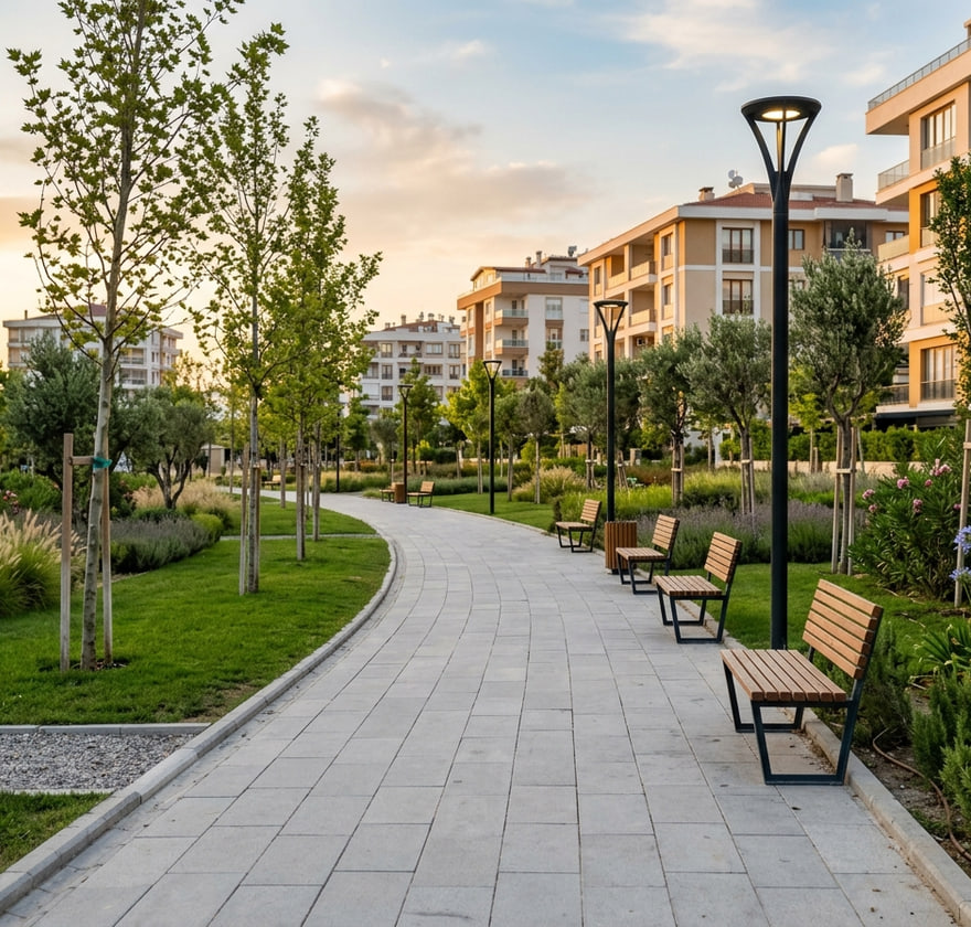 Park yürüyüş yolu ve çevre düzenlemesi